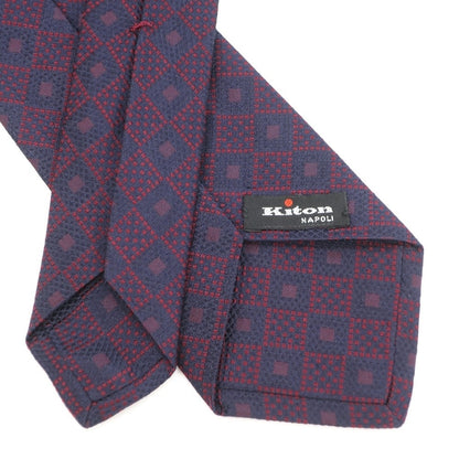 [Used] Kiton Quattro Pieghe Silk Necktie Navy x Dark Red [Size -] [NVY] [S/S/A/W] [Condition Rank B] ​​[Men&