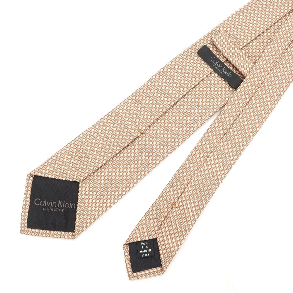 [Used] Calvin Klein Patterned Tri-Fold Silk Tie Beige x Salmon Pink [BEI] [S/S/A/W] [Condition Rank B] ​​[Men&