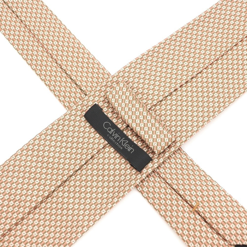 [Used] Calvin Klein Patterned Tri-Fold Silk Tie Beige x Salmon Pink [BEI] [S/S/A/W] [Condition Rank B] ​​[Men&