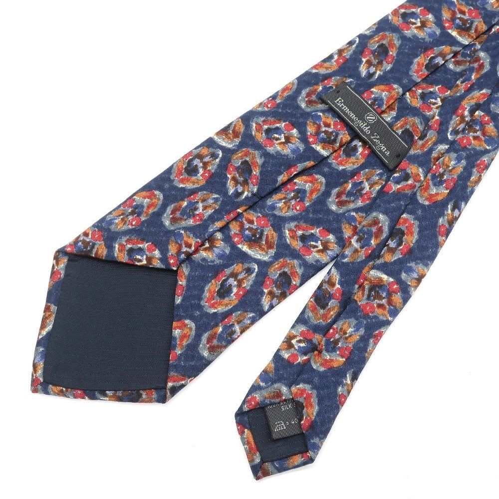 [Used] Ermenegildo Zegna Printed Tri-Fold Silk Tie Navy [NVY] [S/S/A/W] [Condition Rank B] ​​[Men&