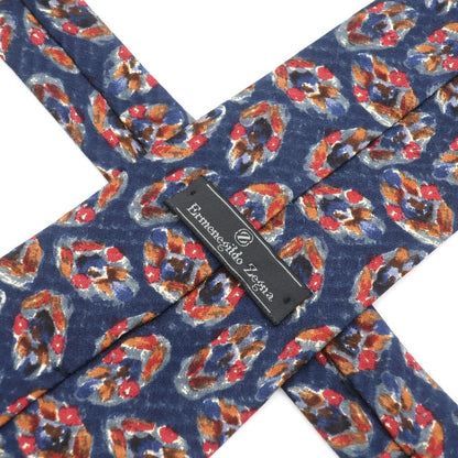 [Used] Ermenegildo Zegna Printed Tri-Fold Silk Tie Navy [NVY] [S/S/A/W] [Condition Rank B] ​​[Men&