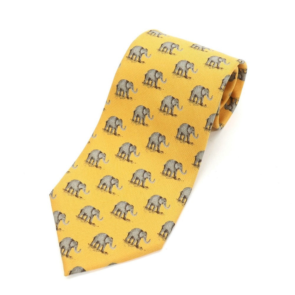 [Used] Ermenegildo Zegna Printed Tri-Fold Silk Tie Orange Yellow [YEL] [S/S/A/W] [Condition Rank B] ​​[Men&