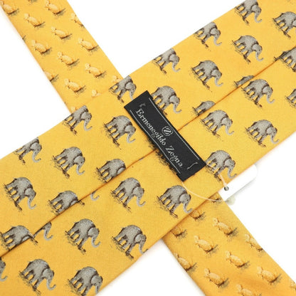 [Used] Ermenegildo Zegna Printed Tri-Fold Silk Tie Orange Yellow [YEL] [S/S/A/W] [Condition Rank B] ​​[Men&