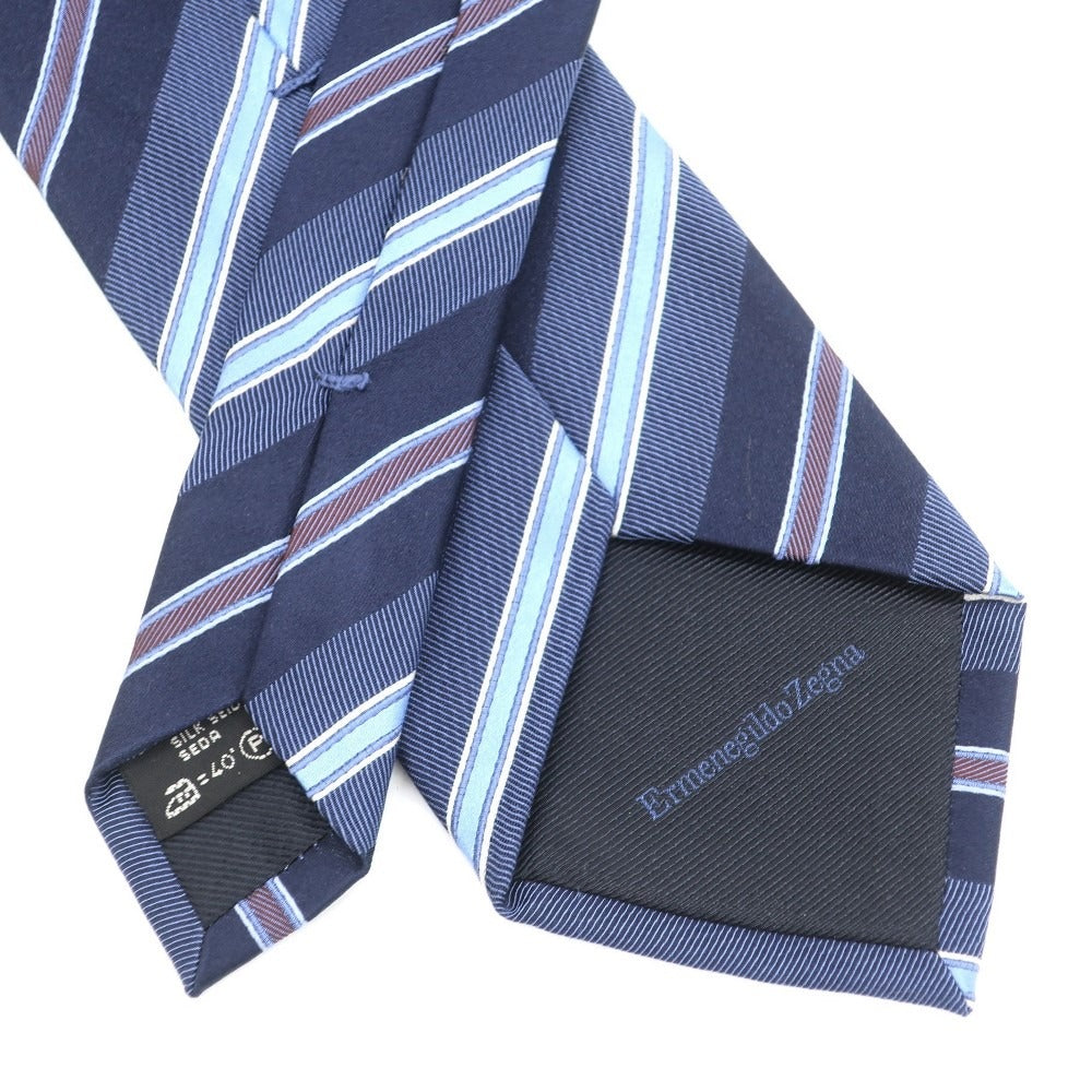 [Used] Ermenegildo Zegna Striped Tri-Fold Silk Tie Navy [NVY] [S/S/A/W] [Condition Rank B] ​​[Men&