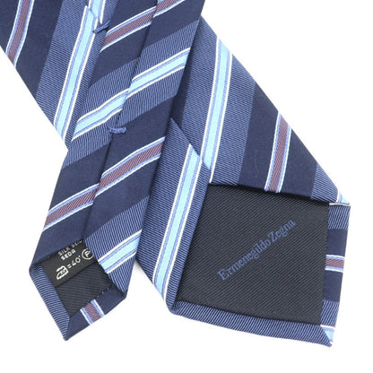 [Used] Ermenegildo Zegna Striped Tri-Fold Silk Tie Navy [NVY] [S/S/A/W] [Condition Rank B] ​​[Men&