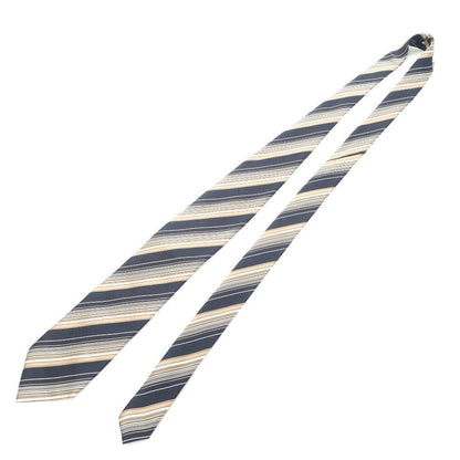 [Used] Ermenegildo Zegna Striped Tri-Fold Silk Tie Navy x Beige [NVY] [S/S/A/W] [Condition Rank B] ​​[Men&