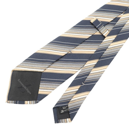 [Used] Ermenegildo Zegna Striped Tri-Fold Silk Tie Navy x Beige [NVY] [S/S/A/W] [Condition Rank B] ​​[Men&