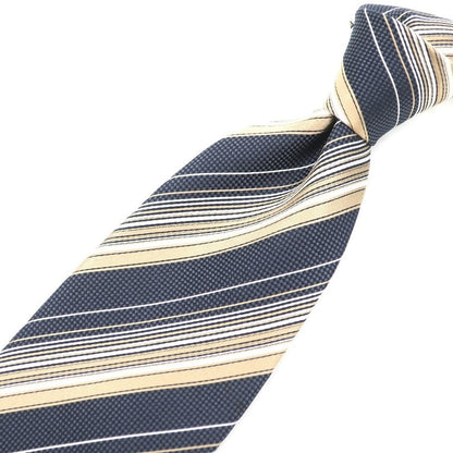 [Used] Ermenegildo Zegna Striped Tri-Fold Silk Tie Navy x Beige [NVY] [S/S/A/W] [Condition Rank B] ​​[Men&