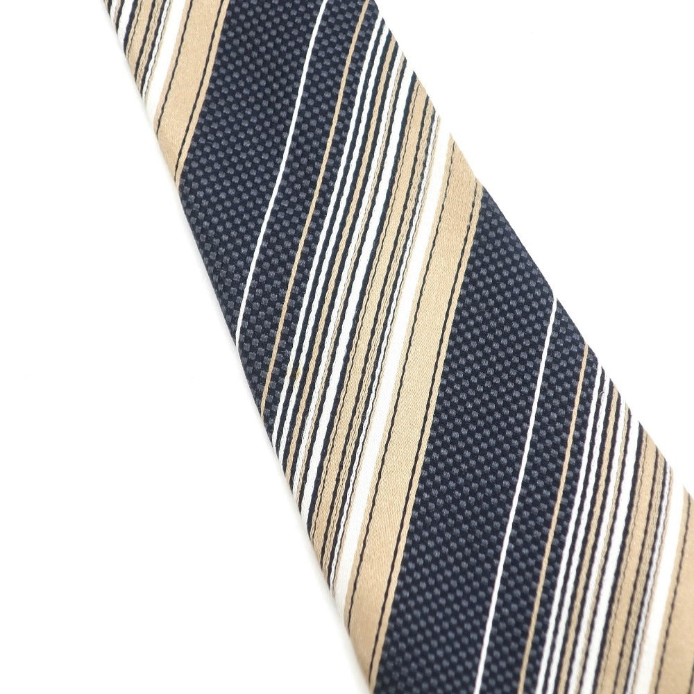 [Used] Ermenegildo Zegna Striped Tri-Fold Silk Tie Navy x Beige [NVY] [S/S/A/W] [Condition Rank B] ​​[Men&