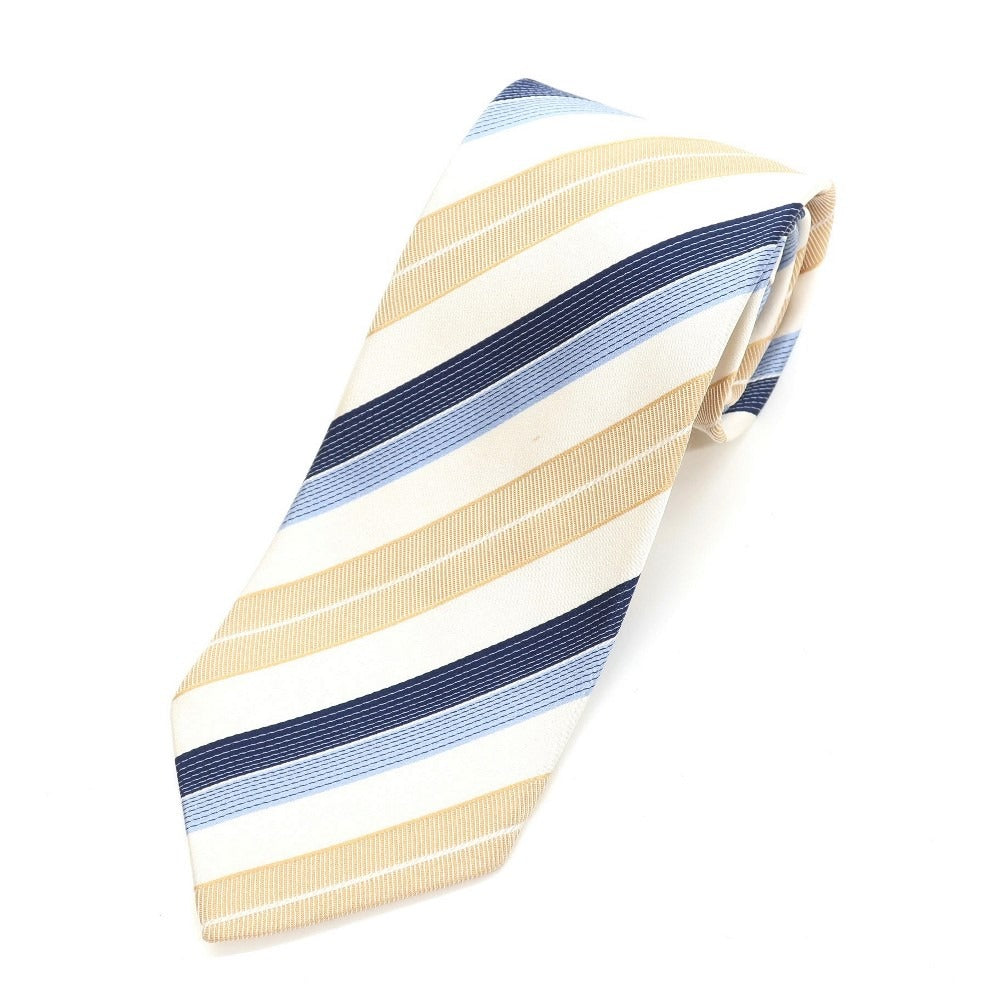 [Used] Ermenegildo Zegna Striped Tri-Fold Silk Tie Ivory [Size -] [WHT] [S/S/A/W] [Condition Rank B] ​​[Men&