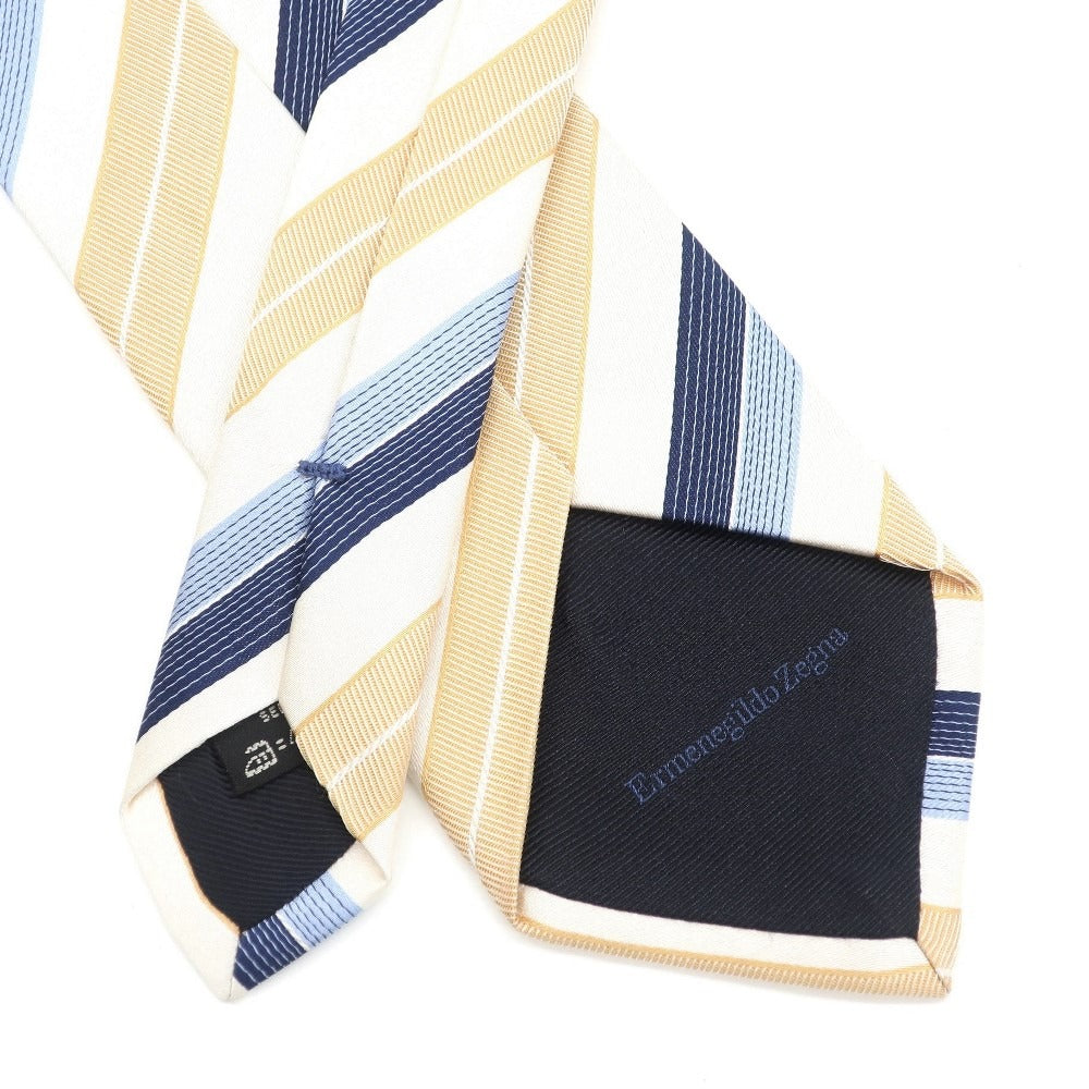 [Used] Ermenegildo Zegna Striped Tri-Fold Silk Tie Ivory [Size -] [WHT] [S/S/A/W] [Condition Rank B] ​​[Men&