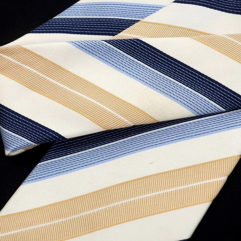 [Used] Ermenegildo Zegna Striped Tri-Fold Silk Tie Ivory [Size -] [WHT] [S/S/A/W] [Condition Rank B] ​​[Men&