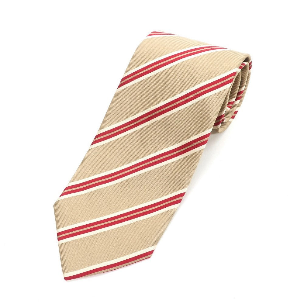 [Used] Ermenegildo Zegna Striped Tri-Fold Silk Tie Beige x Rouge Red [Size -] [BEI] [S/S/A/W] [Condition Rank B] ​​[Men&