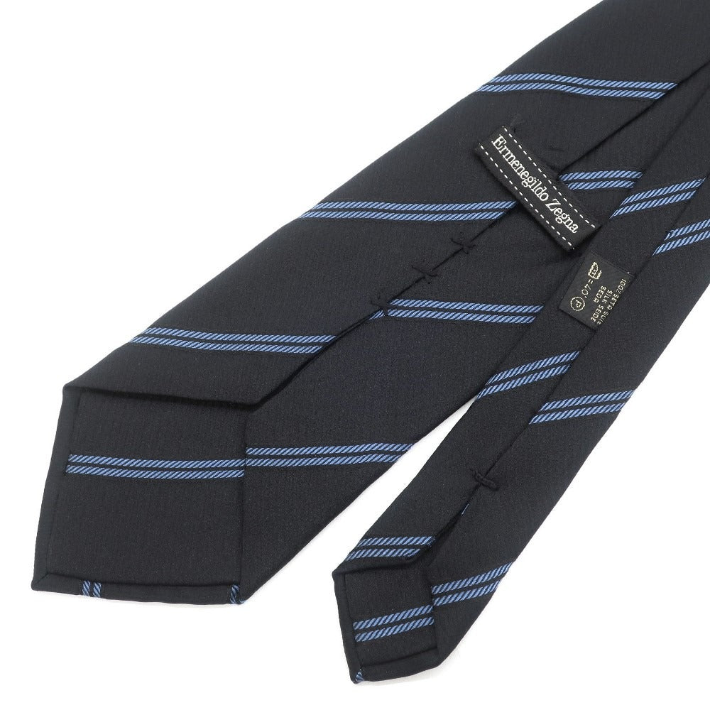 [Used] Ermenegildo Zegna Striped Silk Tie Black x Blue [Size -] [BLK] [S/S/A/W] [Condition Rank C] [Men&