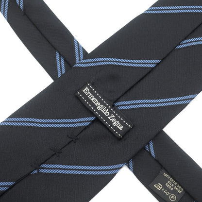 【中古】エルメネジルドゼニア Ermenegildo Zegna ストライプ シルク ネクタイ ブラックxブルー【サイズ－】【BLK】【S/S/A/W】【状態ランクC】【メンズ】
[DPD]