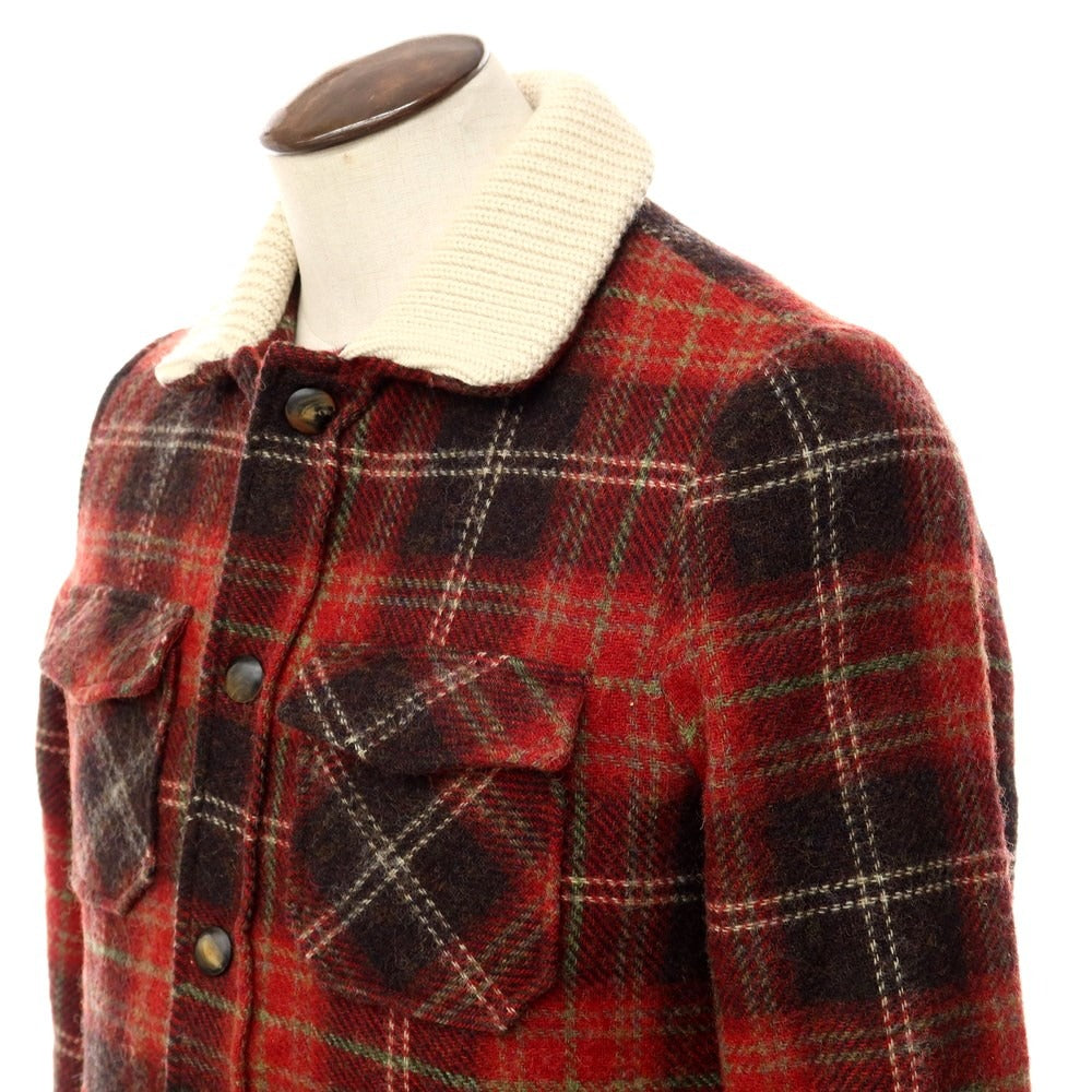 【中古】ロベルトコリーナ ROBERTO COLLINA ウール ニット チェック 中綿 ブルゾン レッドxブラック系【サイズ48】【RED】【A/W】【状態ランクB】【メンズ】【768984】 BPD