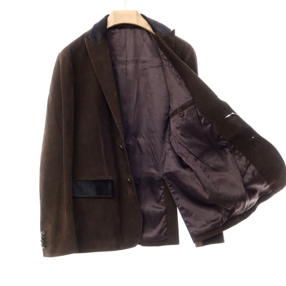 【中古】ジョルジオアルマーニ GIORGIO ARMANI カーフレザー ハラコ カジュアルジャケット ダークブラウン【サイズ48】【BRW】【A/W】【状態ランクB】【メンズ】【768977】