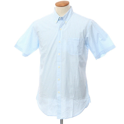 [Used] Brooks Brothers Cotton Check Short Sleeve BD Shirt Light Blue x White [Size M] [BLU] [S/S] [Condition Rank B] ​​[Men&