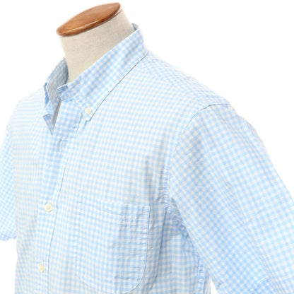 [Used] Brooks Brothers Cotton Check Short Sleeve BD Shirt Light Blue x White [Size M] [BLU] [S/S] [Condition Rank B] ​​[Men&