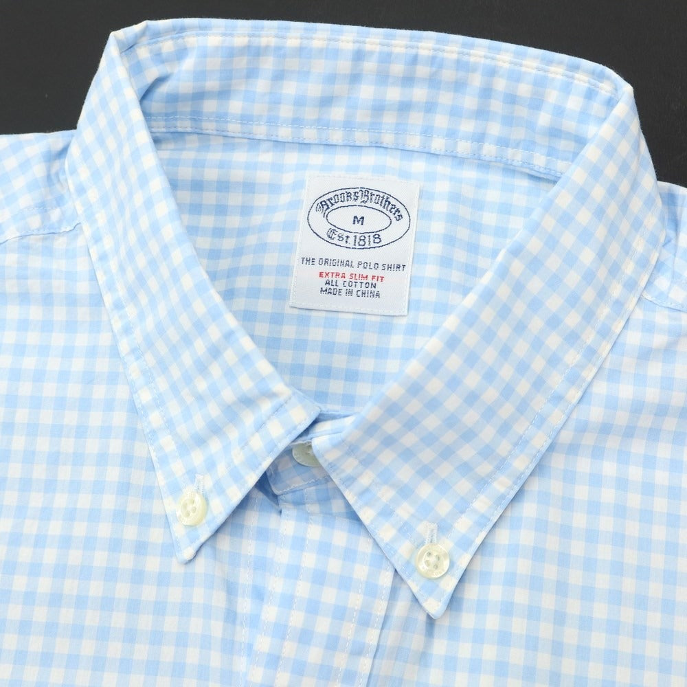 [Used] Brooks Brothers Cotton Check Short Sleeve BD Shirt Light Blue x White [Size M] [BLU] [S/S] [Condition Rank B] ​​[Men&