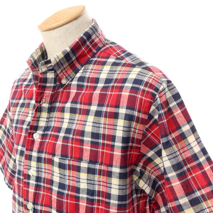 [Used] SERO Cotton Check Pullover Short Sleeve BD Shirt Red x Navy x Beige [Size 15] [RED] [S/S] [Condition Rank B] ​​[Men&