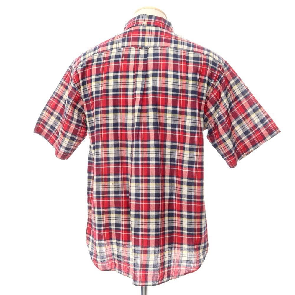 [Used] SERO Cotton Check Pullover Short Sleeve BD Shirt Red x Navy x Beige [Size 15] [RED] [S/S] [Condition Rank B] ​​[Men&