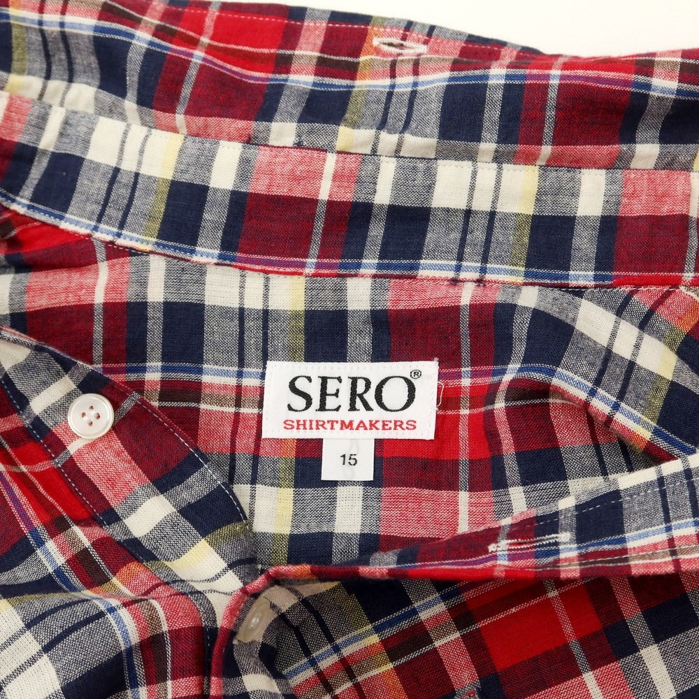 [Used] SERO Cotton Check Pullover Short Sleeve BD Shirt Red x Navy x Beige [Size 15] [RED] [S/S] [Condition Rank B] ​​[Men&