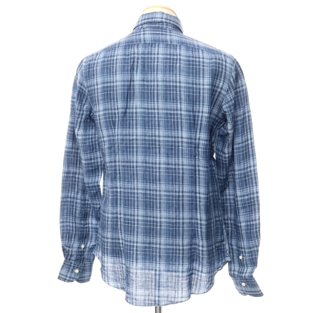 [Used] [Unused] Vincenzo di Ruggiero Linen Check BD Shirt Navy [Size 38] [NVY] [S/S] [Condition Rank S] [Men&