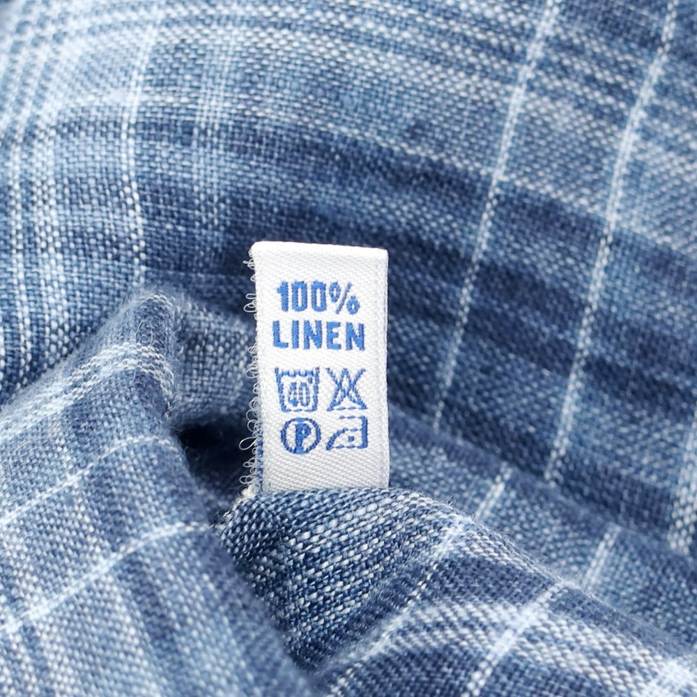 [Used] [Unused] Vincenzo di Ruggiero Linen Check BD Shirt Navy [Size 38] [NVY] [S/S] [Condition Rank S] [Men&