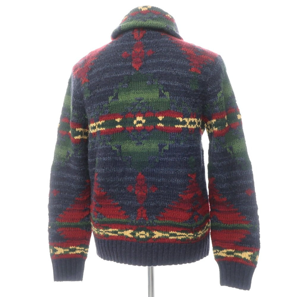 [Used] Polo Ralph Lauren HAND KNIT Low gauge wool silk linen shawl collar knit Navy x red [Size M] [NVY] [A/W] [Condition rank B] ​​[Men&
