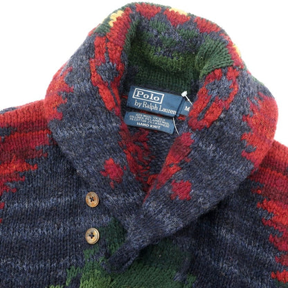 [Used] Polo Ralph Lauren HAND KNIT Low gauge wool silk linen shawl collar knit Navy x red [Size M] [NVY] [A/W] [Condition rank B] ​​[Men&