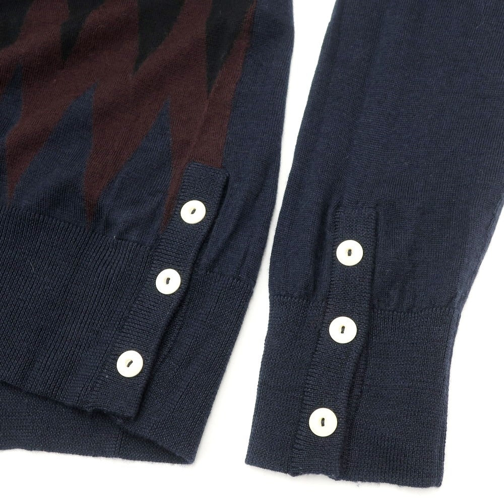 [Used] [Unused] Tim. High gauge wool pullover knit Navy x dark burgundy [Size 2] [NVY] [A/W] [Condition rank S] [Men&