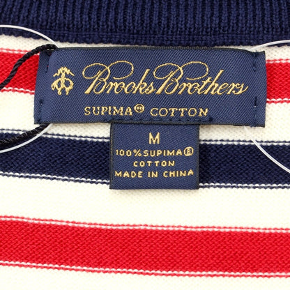 [Used] [Unused] Brooks Brothers High Gauge Cotton Striped V-neck Knit, White x Navy [Size M] [WHT] [S/S] [Condition Rank S] [Men&