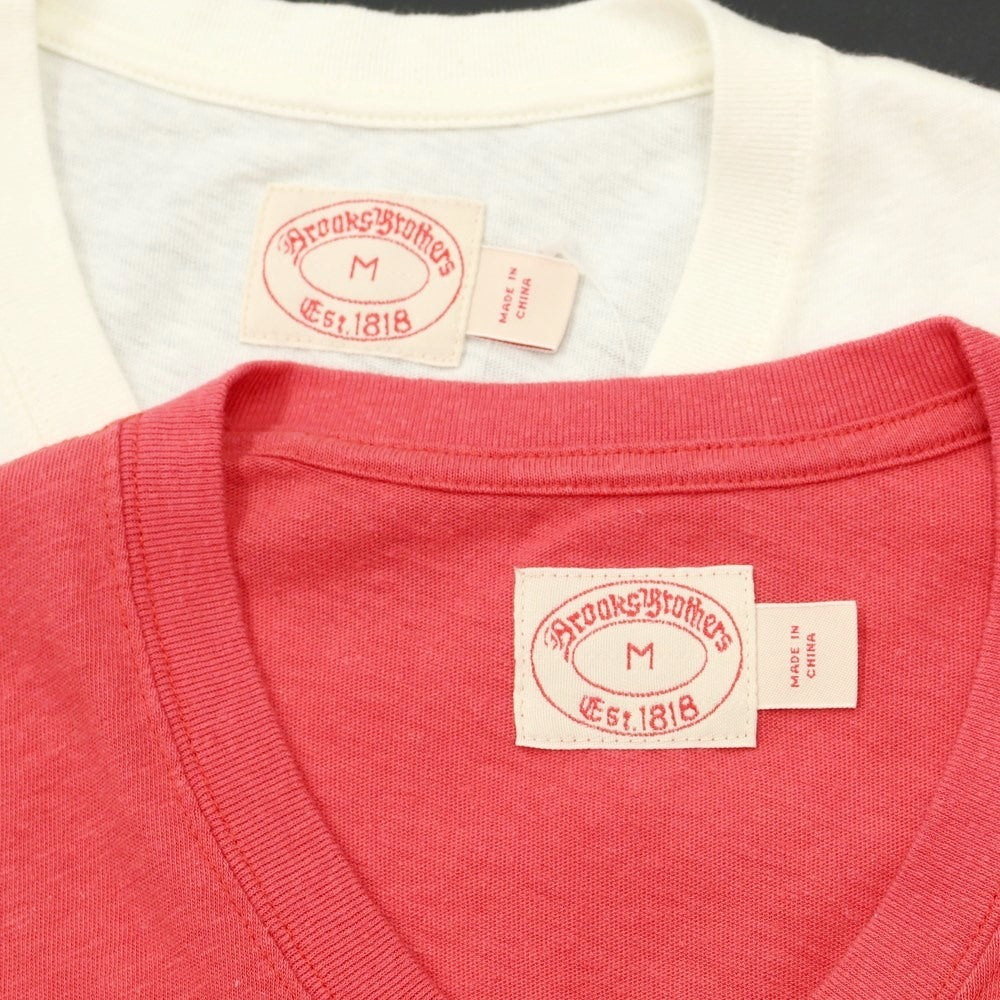 【中古】ブルックスブラザーズ Brooks Brothers 2枚セット 半袖Ｔシャツ
 アイボリーxレッド【サイズM】【WHT】【S/S】【状態ランクB】【メンズ】
【769686】 DPD