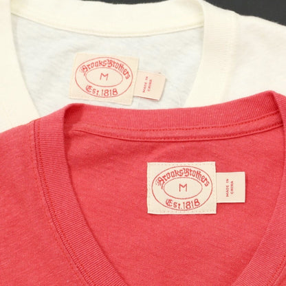 【中古】ブルックスブラザーズ Brooks Brothers 2枚セット 半袖Ｔシャツ
 アイボリーxレッド【サイズM】【WHT】【S/S】【状態ランクB】【メンズ】
【769686】 DPD