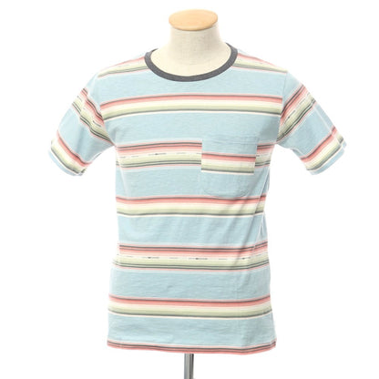 [Used] EOTOTO Border Pocket Short Sleeve T-Shirt Light Blue x Coral Pink [Size S] [BLU] [S/S] [Condition Rank B] ​​[Men&