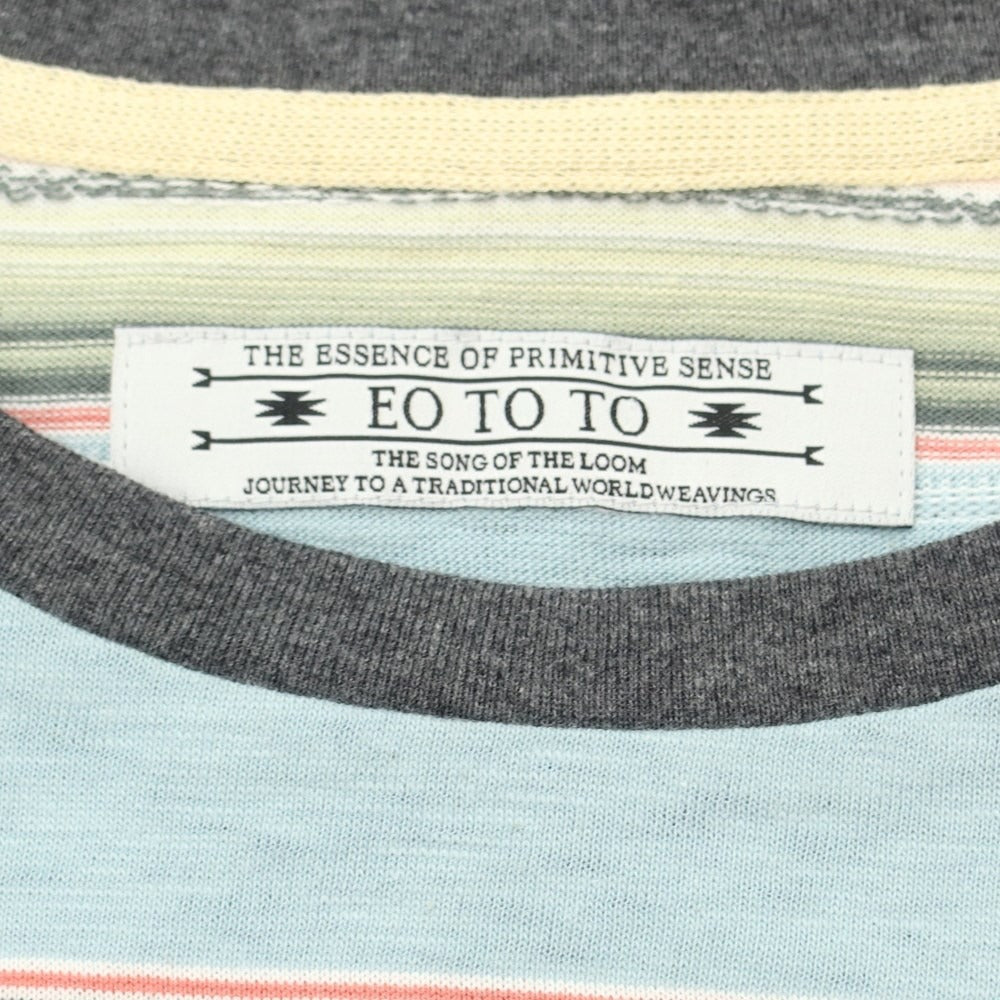 [Used] EOTOTO Border Pocket Short Sleeve T-Shirt Light Blue x Coral Pink [Size S] [BLU] [S/S] [Condition Rank B] ​​[Men&