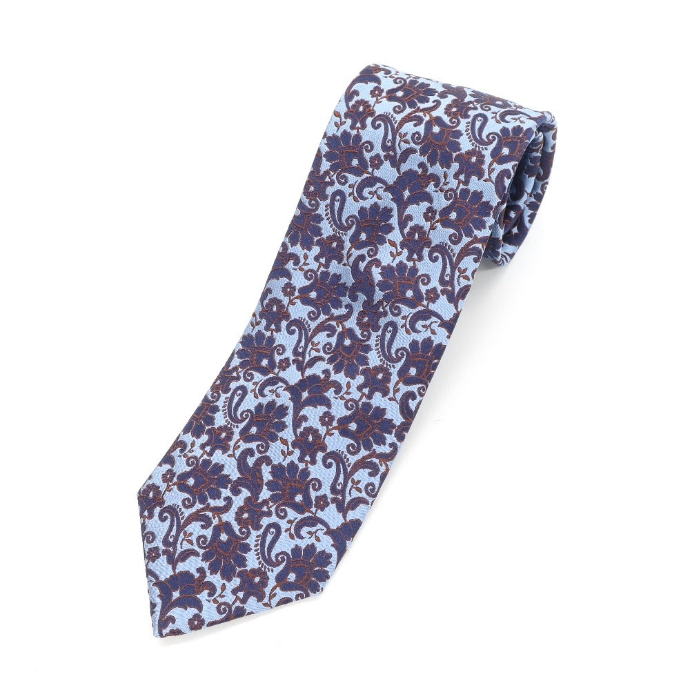 [Used] Ermenegildo Zegna Paisley Chinza Tri-Fold Silk Tie Blue x Navy [BLU] [S/S/A/W] [Condition Rank A] [Men&