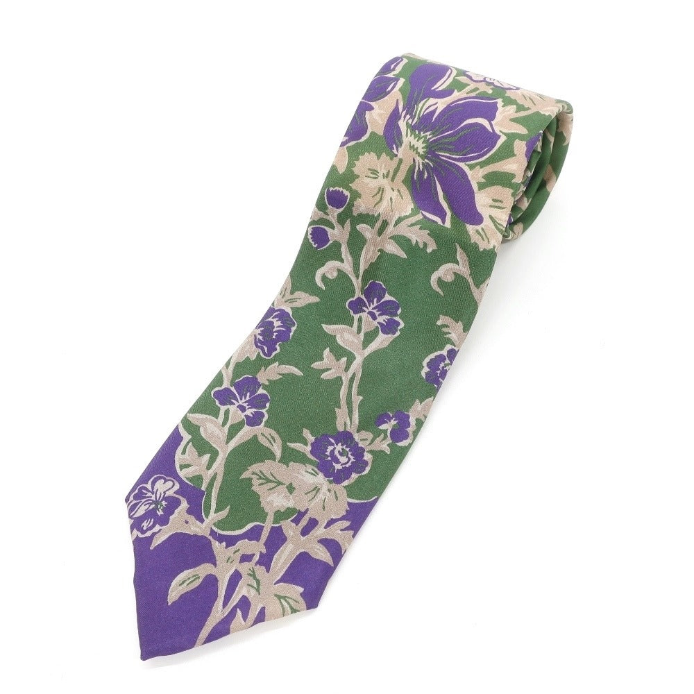 [Used] Polo Ralph Lauren printed tri-fold silk tie, green x purple [GRN] [S/S/A/W] [Condition: B] [Men&
