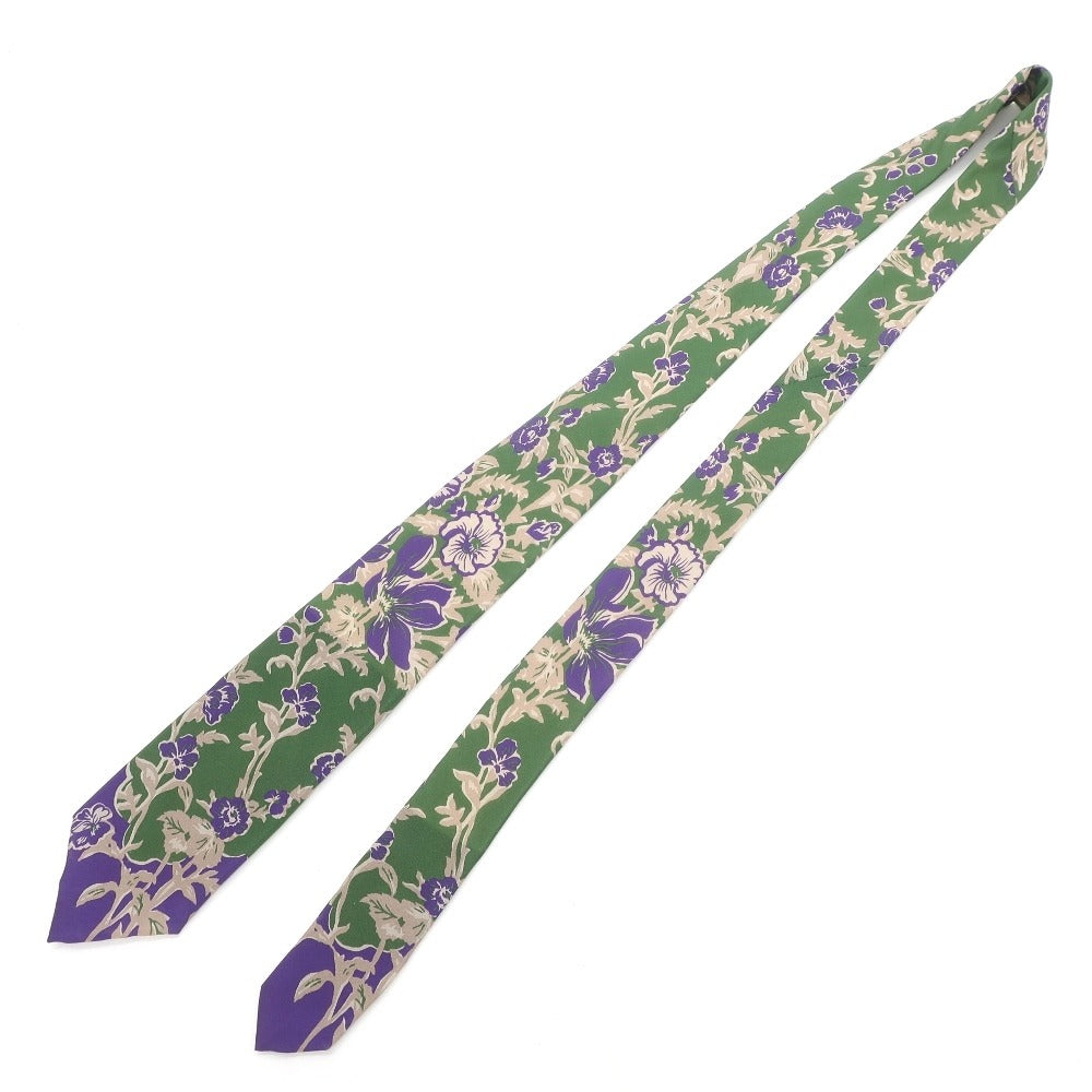 [Used] Polo Ralph Lauren printed tri-fold silk tie, green x purple [GRN] [S/S/A/W] [Condition: B] [Men&