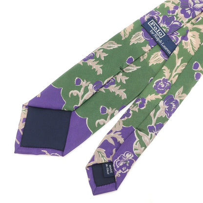 [Used] Polo Ralph Lauren printed tri-fold silk tie, green x purple [GRN] [S/S/A/W] [Condition: B] [Men&