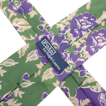 [Used] Polo Ralph Lauren printed tri-fold silk tie, green x purple [GRN] [S/S/A/W] [Condition: B] [Men&