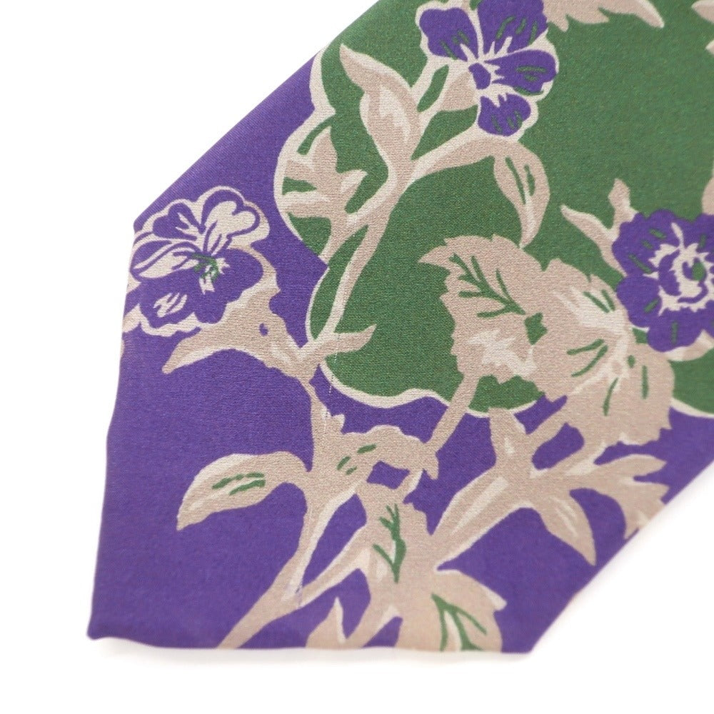 [Used] Polo Ralph Lauren printed tri-fold silk tie, green x purple [GRN] [S/S/A/W] [Condition: B] [Men&