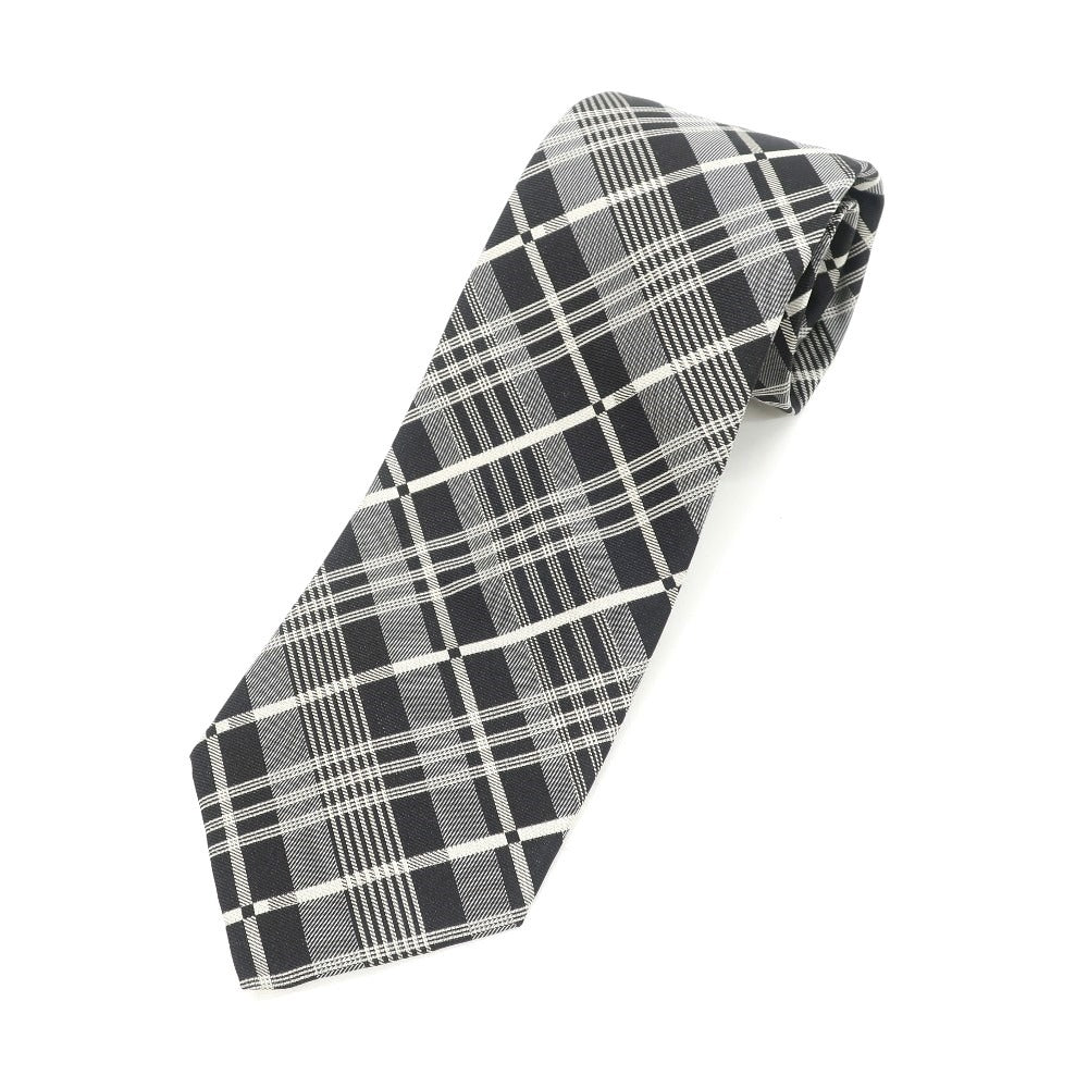 【中古】ラルフローレン パープルレーベル RalphLauren Collection Purple Label チェック 3つ折り シルク ネクタイ ブラックxシルバー【GRY】【S/S/A/W】【状態ランクB】【メンズ】【768981】 BPD