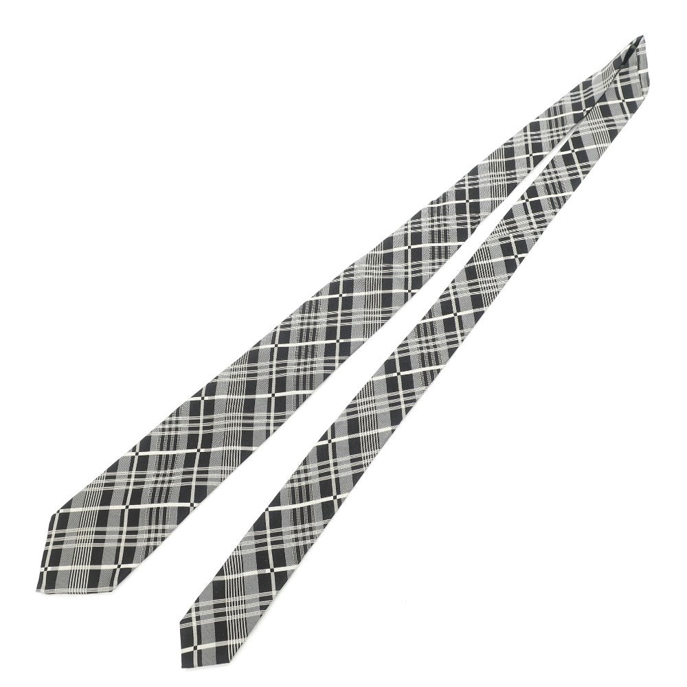 【中古】ラルフローレン パープルレーベル RalphLauren Collection Purple Label チェック 3つ折り シルク ネクタイ ブラックxシルバー【GRY】【S/S/A/W】【状態ランクB】【メンズ】【768981】 BPD