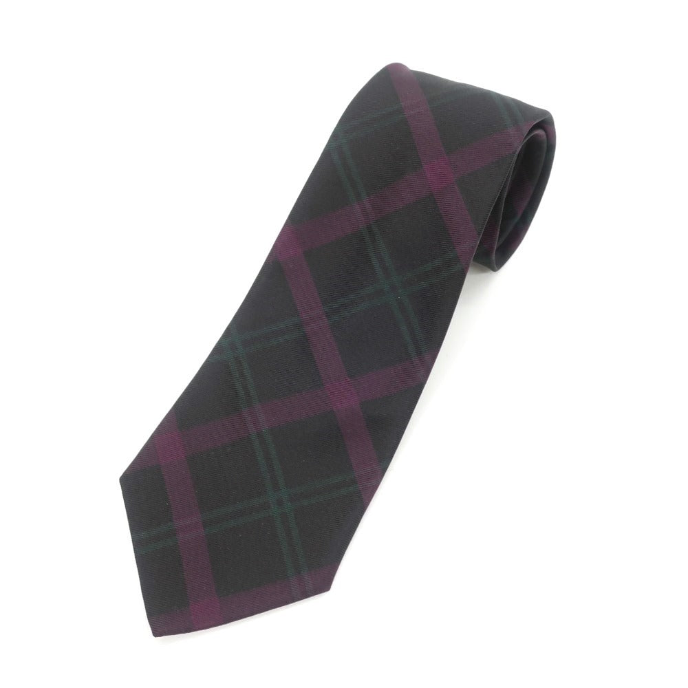 【中古】ラルフローレン パープルレーベル RalphLauren Collection Purple Label チェック 3つ折り シルク ネクタイ ブラックxパープル【BLK】【S/S/A/W】【状態ランクB】【メンズ】【768981】 BPD