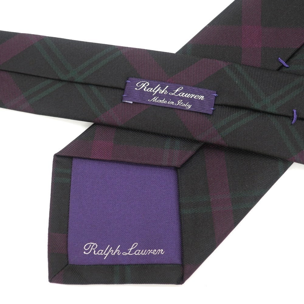 [Used] Ralph Lauren Purple Label Ralph Lauren Collection Purple Label Check 3-fold silk tie Black x purple [BLK] [S/S/A/W] [Condition rank B] ​​[Men&
