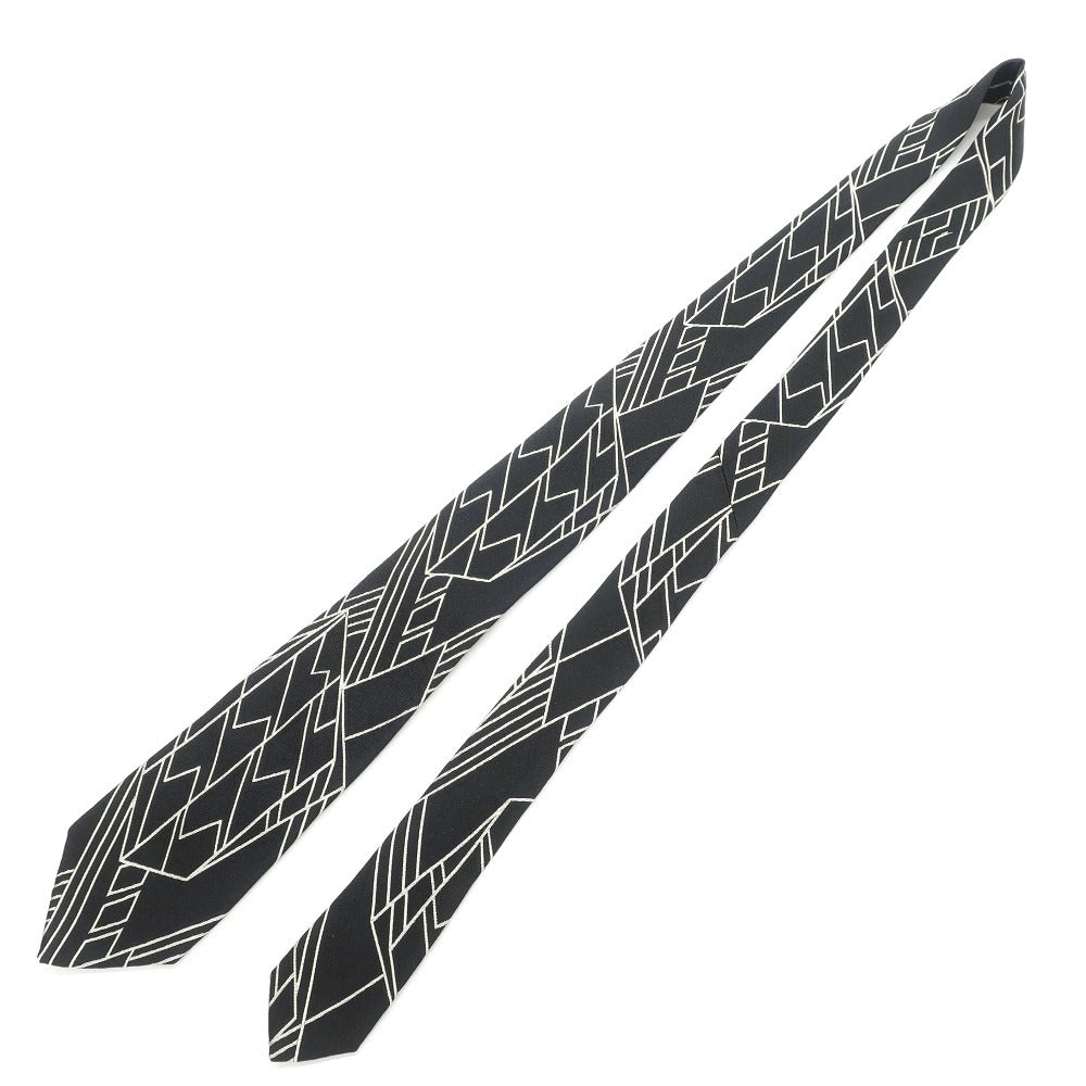 【中古】ラルフローレン パープルレーベル RalphLauren Collection Purple Label 総柄 3つ折り シルク ネクタイ ブラックxアイボリー【BLK】【S/S/A/W】【状態ランクB】【メンズ】【768981】 APD