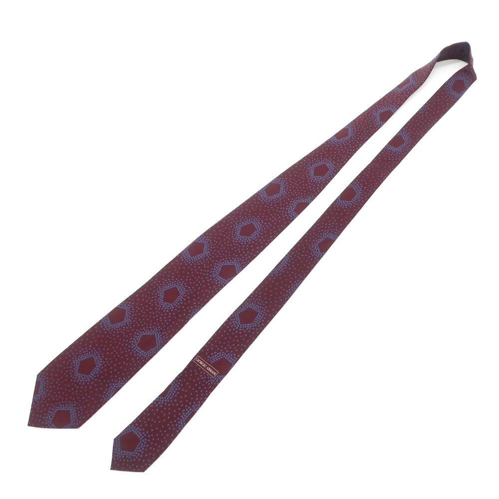 [Used] Giorgio Armani GIORGIO ARMANI Printed 3-fold silk tie Bordeaux x blue [RED] [S/S/A/W] [Condition rank B] ​​[Men&