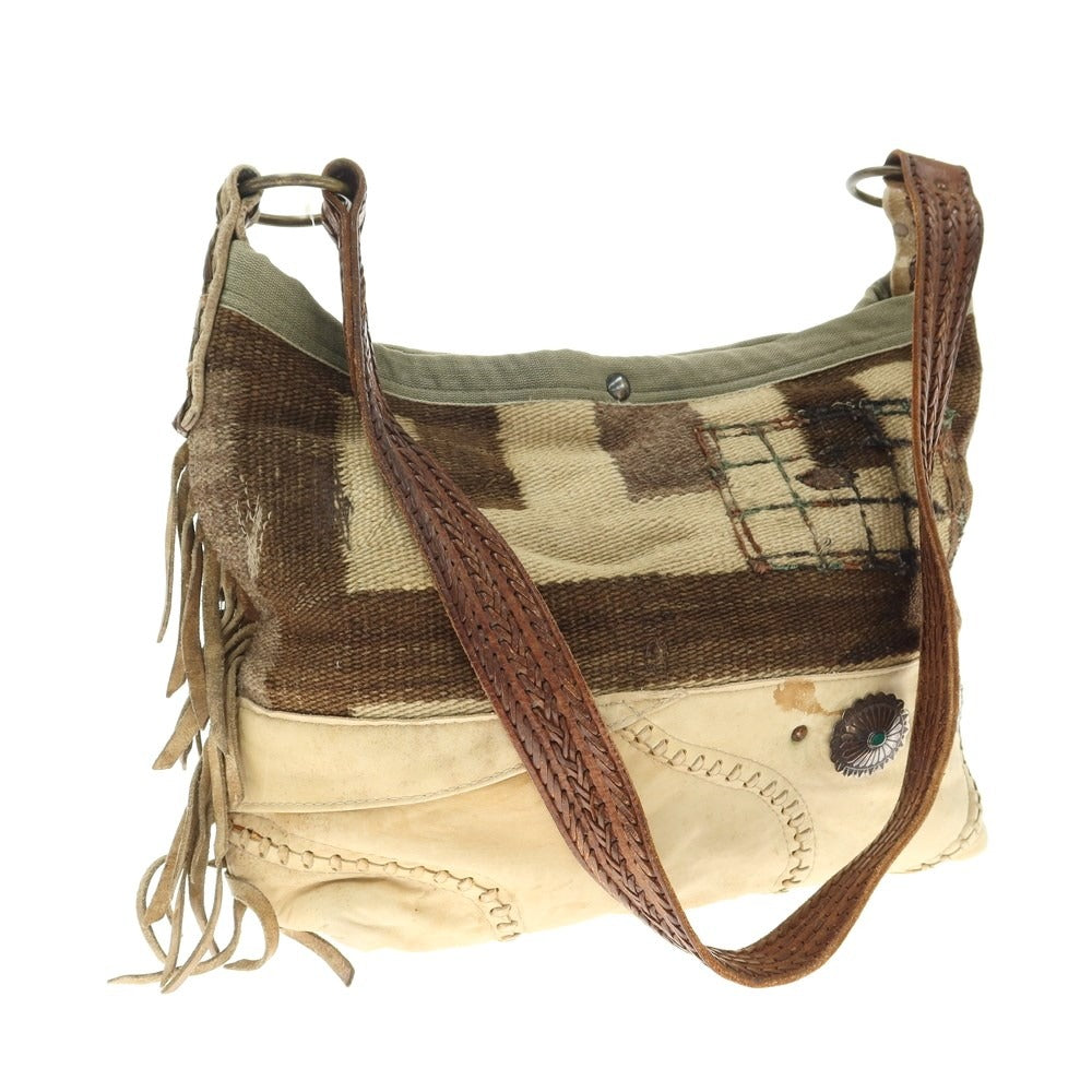 【中古】ダブルアールエル RRL DOUBLE RL J.AUGURデザイン ショルダーバッグ
 ベージュxブラウン【W45xH32.5xD12.5】【BEI】【S/S/A/W】【状態ランクA】【メンズ】
【769898】